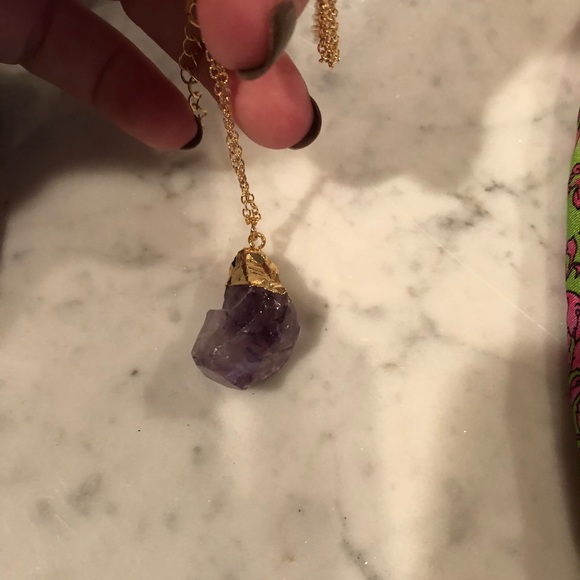 Gold dipped amethyst necklace with gold chain 🔮🥀 - Picture 2 of 3